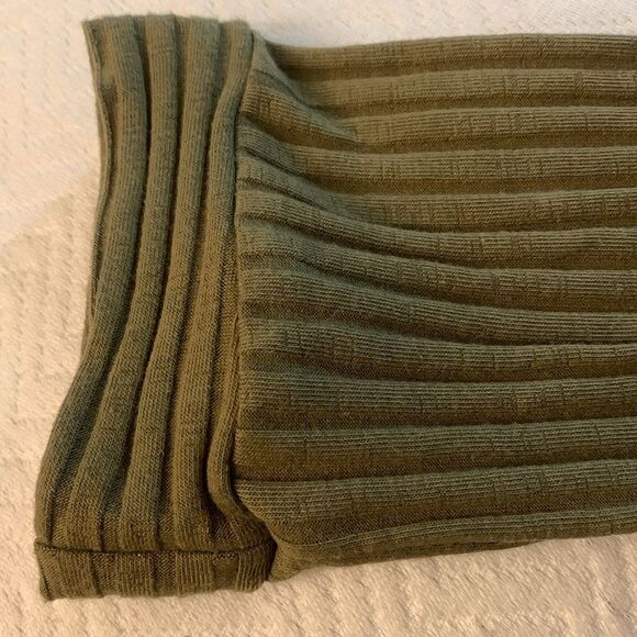 Monteau Womens XL Olive Green Knit Sweater Ribbed Quarter Sleeve Mock Neck - Picture 11 of 12